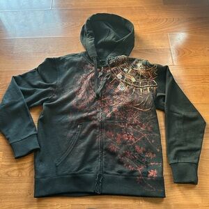 Y2K Manchester Esc Grunge Alt affliction style full Zip hoodie jacket.